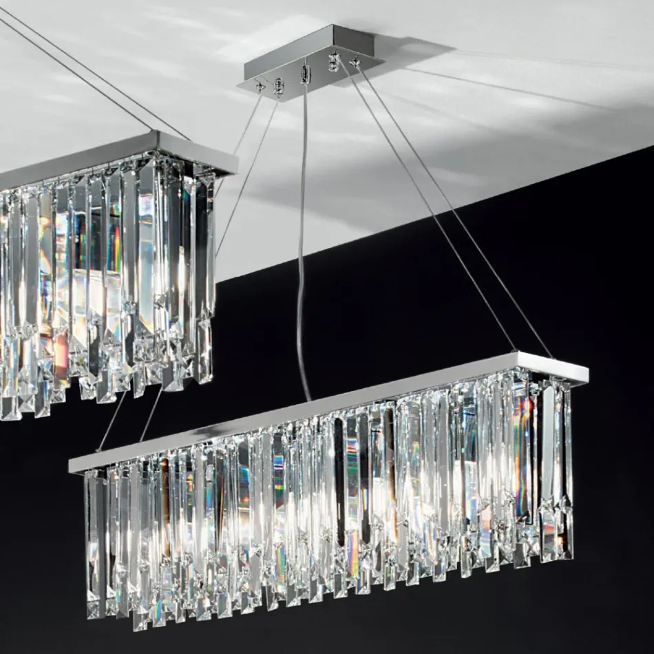 Lustre suspenso de luxo clássico em metal e cristal lapidado - Zolando Viadurini