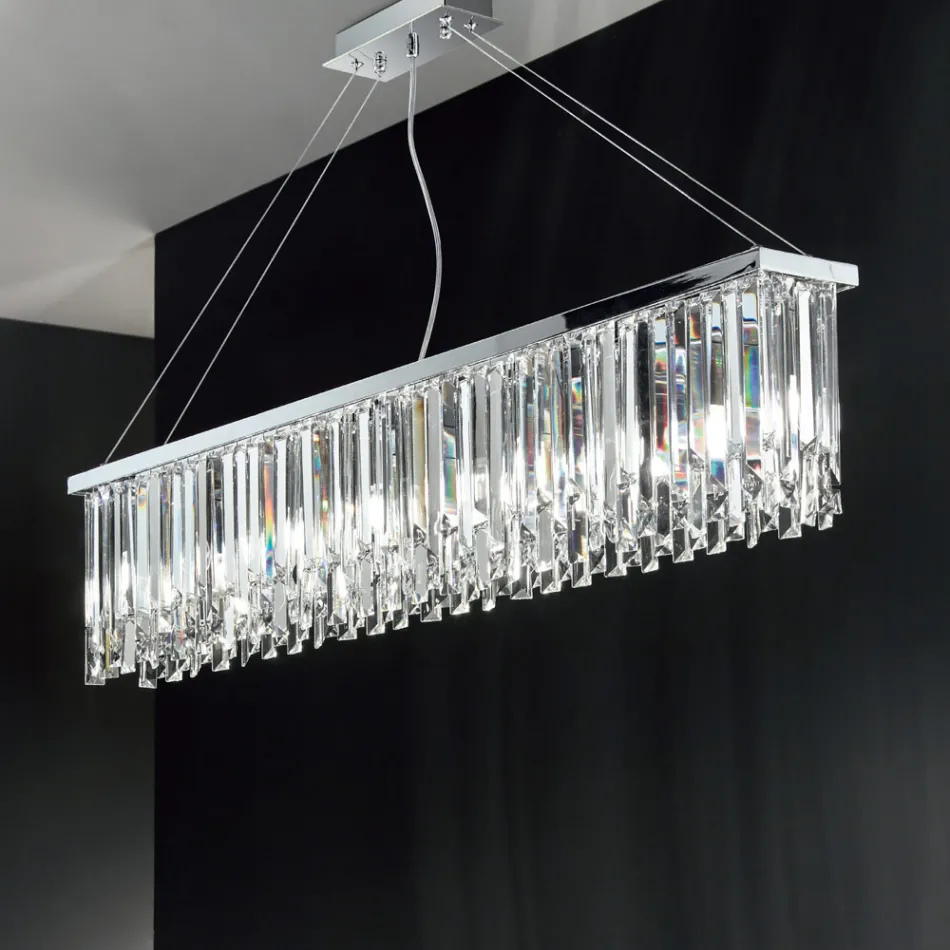 Lustre suspenso de luxo clássico em metal e cristal lapidado - Zolando Viadurini