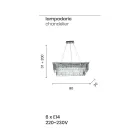 Candelabro Clássico Suspenso Metal e Cristal Recortado de Luxo - Mirielle Viadurini