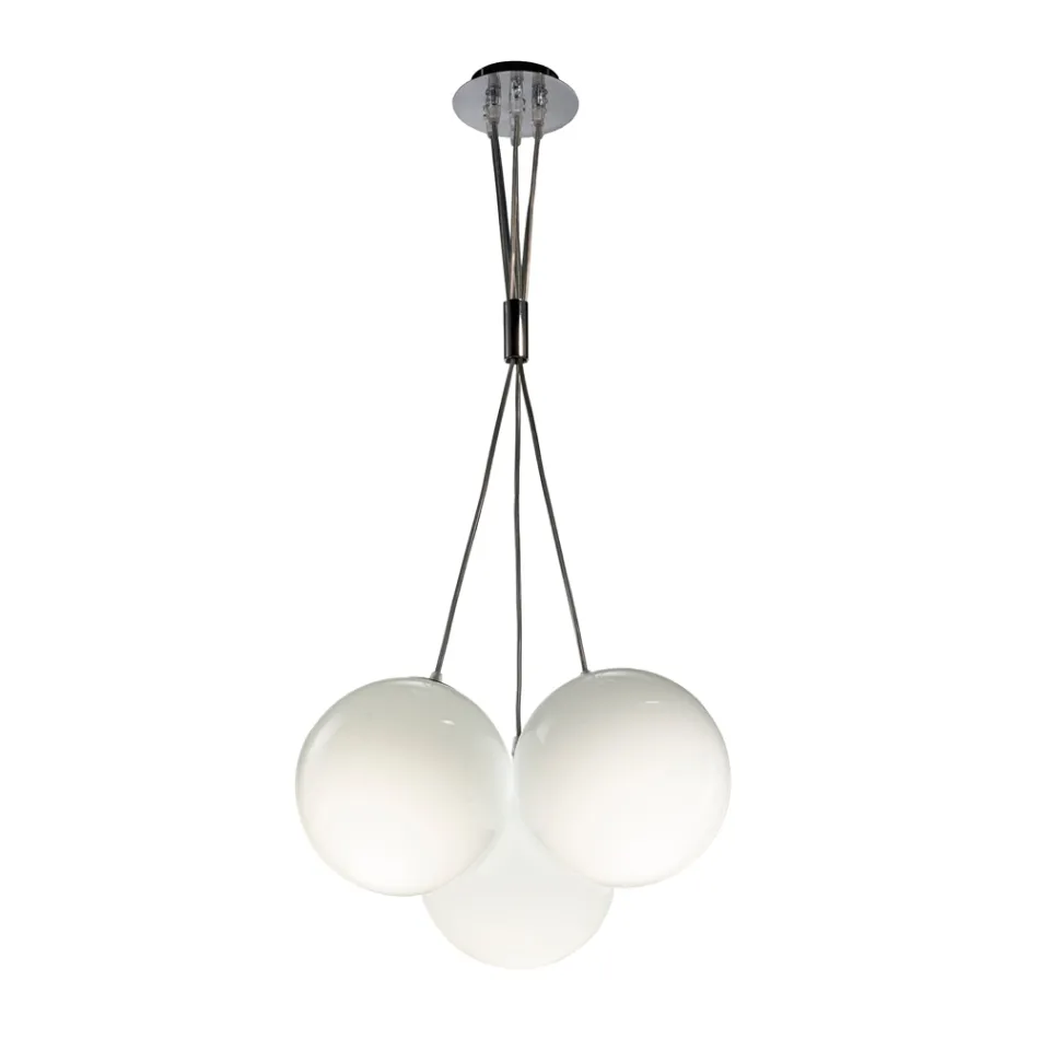 Lustre suspenso de três luzes em vidro revestido, fabricado na Itália - Althea Viadurini