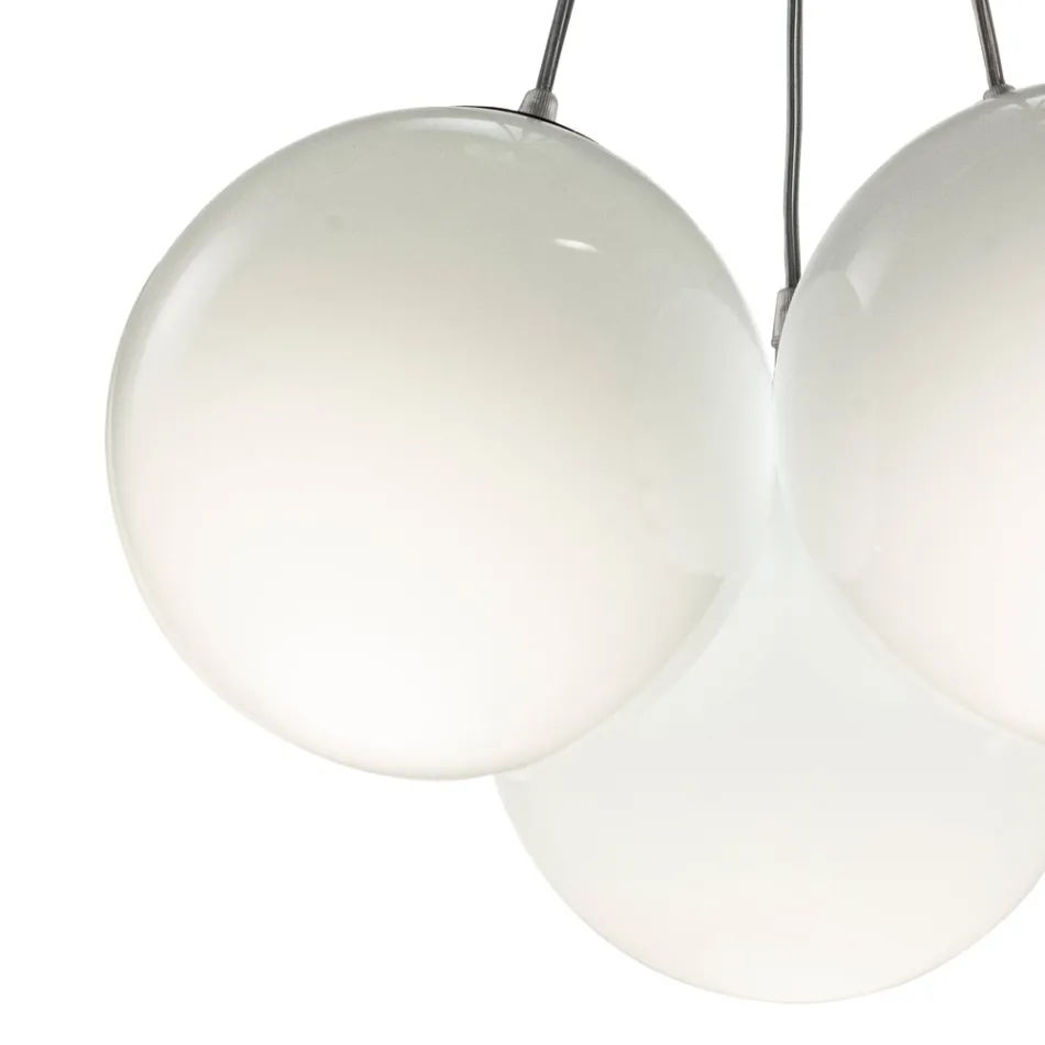 Lustre suspenso de três luzes em vidro revestido, fabricado na Itália - Althea Viadurini