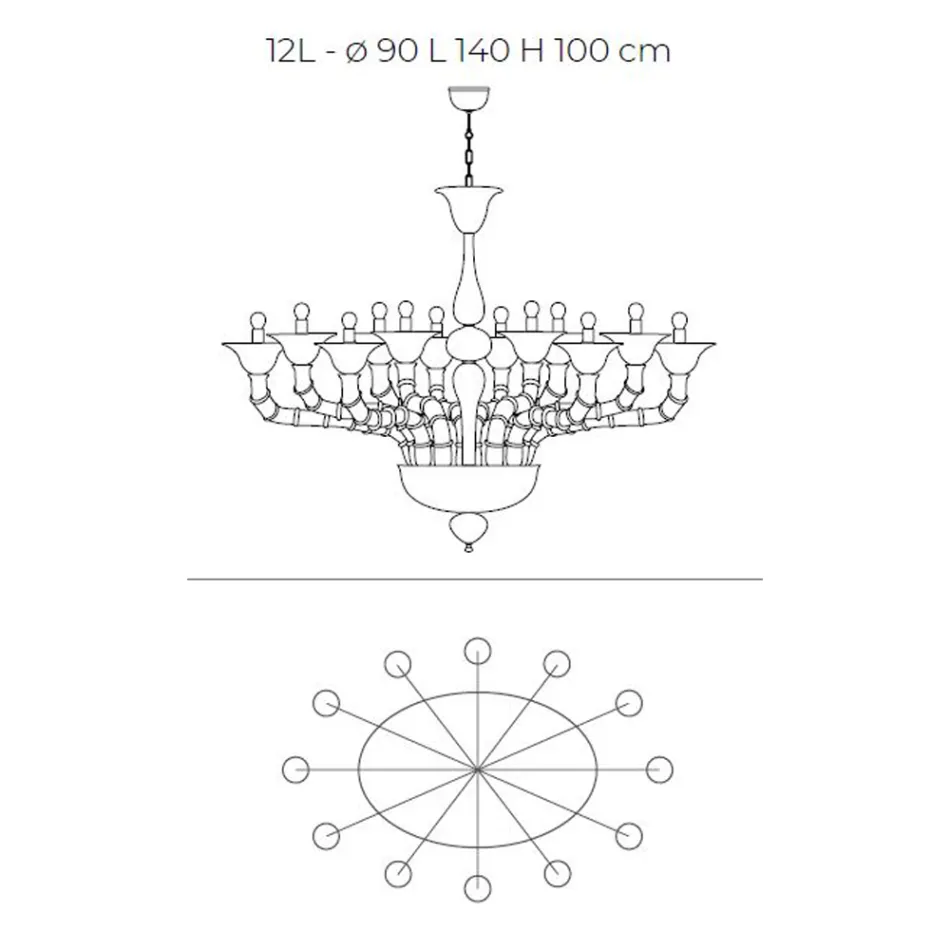 Lustre de estilo clássico em vidro veneziano soprado à mão - penteadeira Viadurini