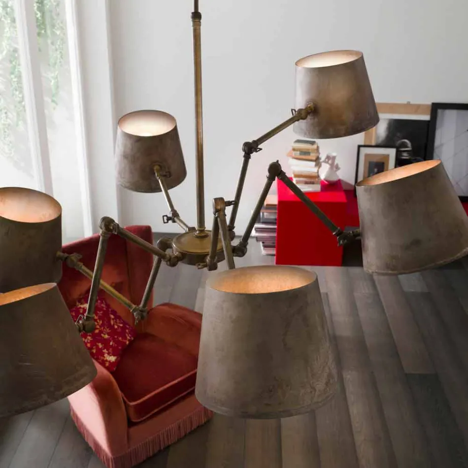 Lustre de estilo industrial em ferro e latão Reporter Il Fanale Viadurini