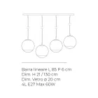 Lustre linear Isotta de quatro luzes em vidro branco, fabricado na Itália. Viadurini