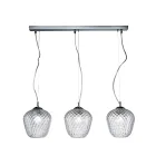 Lustre linear de três luzes em vidro veneziano, fabricado na Itália - Elisia Viadurini