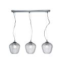 Lustre linear de três luzes em vidro veneziano, fabricado na Itália - Elisia