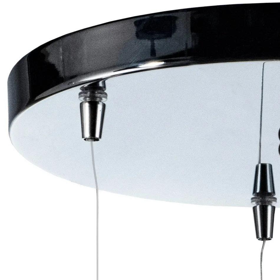 Lustre de três luzes com base redonda em vidro fosco, fabricado na Itália - Irida Viadurini