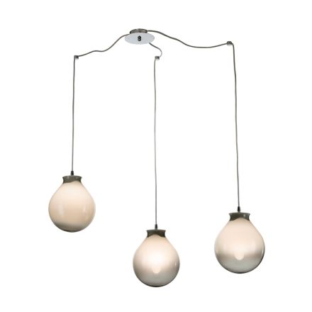 Lustre pequeno de três luzes em vidro soprado à mão, fabricado na Itália - Irida Viadurini