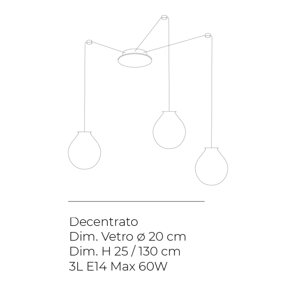Lustre pequeno de três luzes em vidro soprado à mão, fabricado na Itália - Irida Viadurini