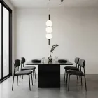 Lumira - Lustre vertical de três luzes em vidro revestido, fabricado na Itália. Viadurini