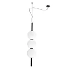 Lumira - Lustre vertical de três luzes em vidro revestido, fabricado na Itália. Viadurini