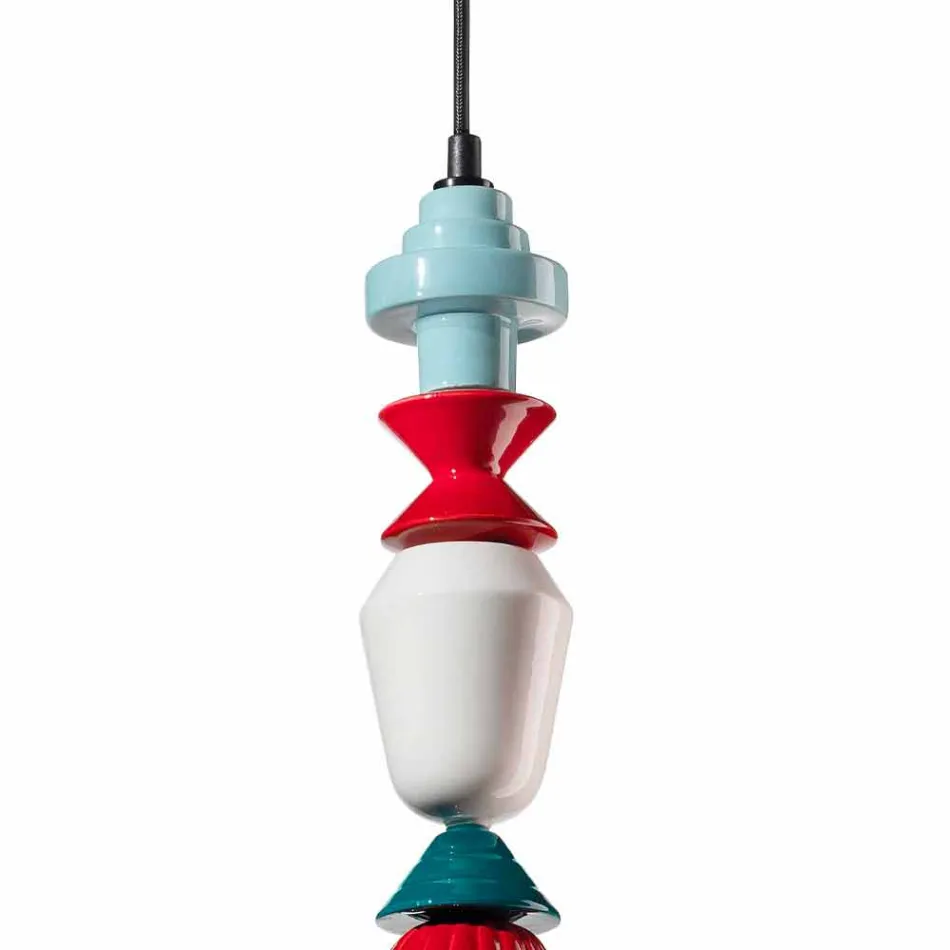 Lustre de cerâmica verde ou amarelo vintage, fabricado na Itália - Ferroluce Lariat Viadurini