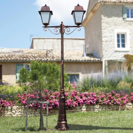 Poste de luz 2 luzes estilo vintage em alumínio fabricado na Itália - Doroty Viadurini