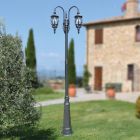 Poste de luz 3 luzes estilo vintage em alumínio antracite fabricado na Itália - Empire Viadurini