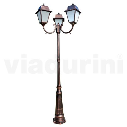 Poste de luz 3 luzes estilo vintage em alumínio e vidro fabricado na Itália - Doroty Viadurini