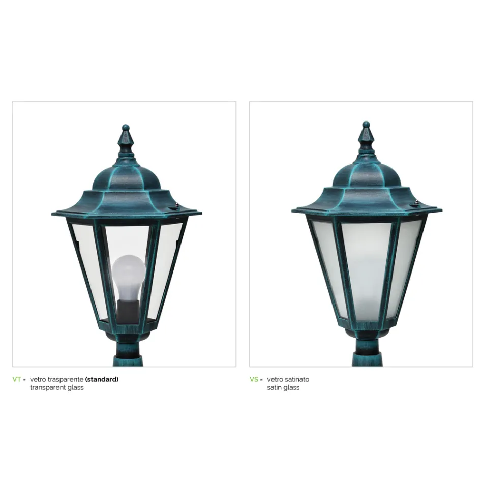 Poste 2 Luzes em Alumínio e Vidro Made in Italy Vintage - Janira Viadurini