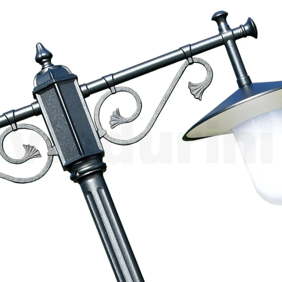 Poste de luz 2 luzes estilo vintage em alumínio cinza feito na Itália - Belen Viadurini