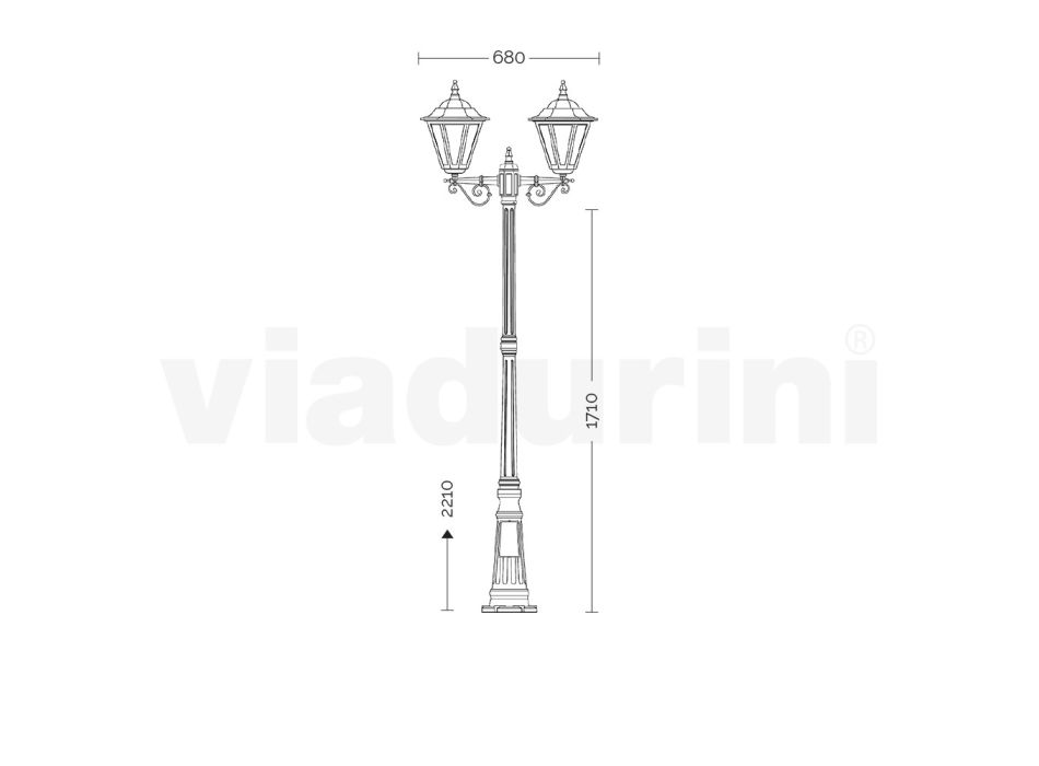 Lâmpada Vintage de 2 Luzes em Alumínio Branco Feito na Itália - Terella Viadurini
