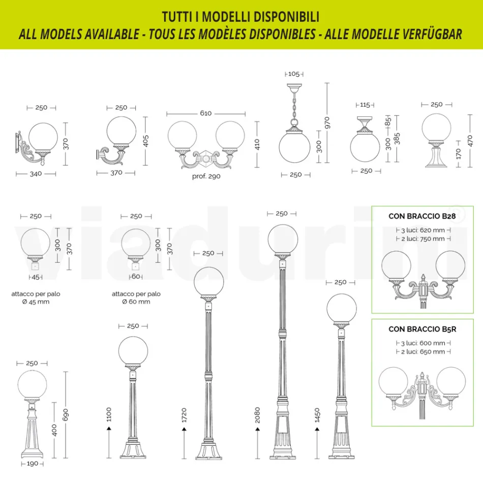 Candeeiro de rua com 172 cm de altura em acrílico branco e alumínio fabricado na Itália - Trovabianco Viadurini