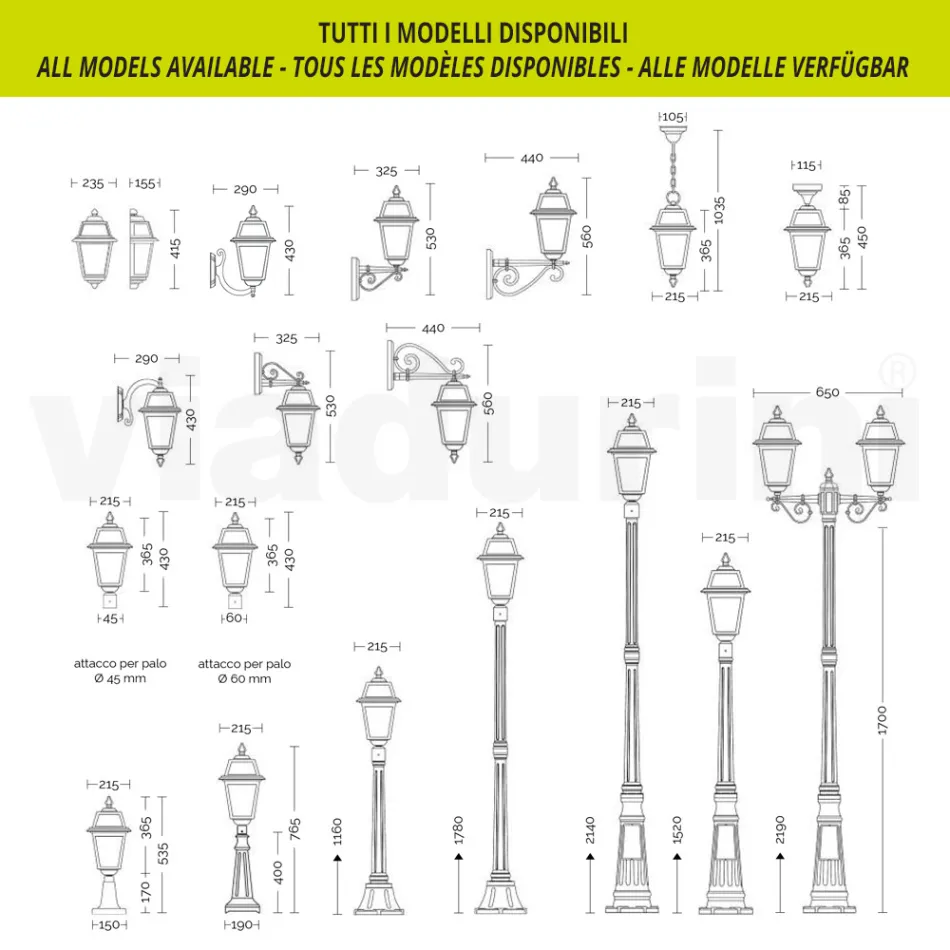 Candeeiro de jardim com 178 cm de altura em alumínio antracite e vidro jateado - Elric Viadurini