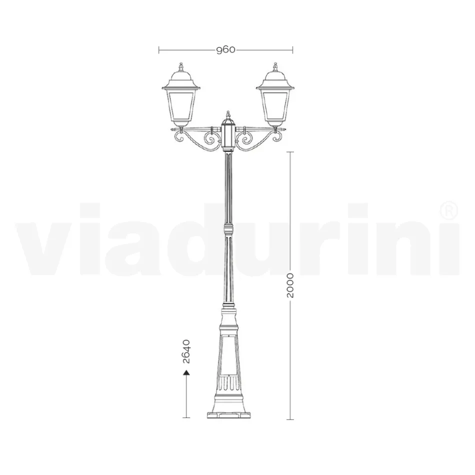 Candeeiro de rua com 264 cm de altura para jardim em vidro e alumínio fundido - Alchemist Viadurini