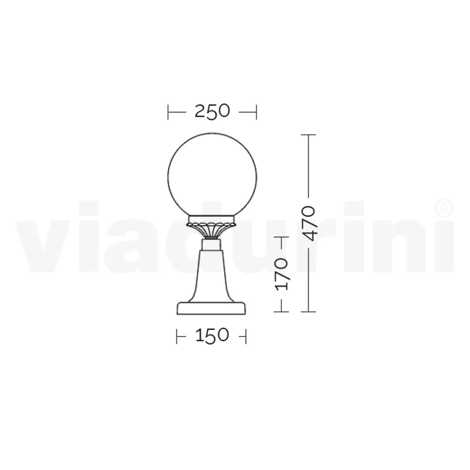 Candeeiro de rua de 47 cm de altura em acrílico preto e alumínio fabricado na Itália - Trovanero Viadurini