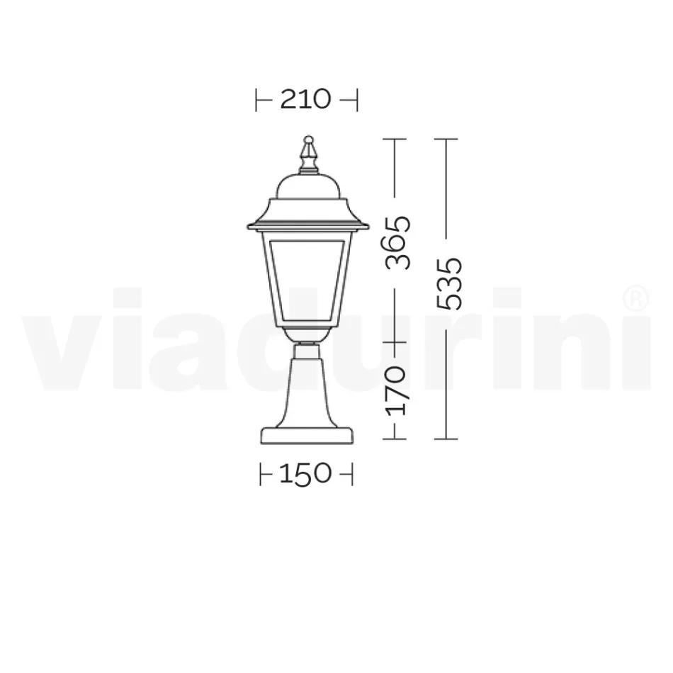 Candeeiro de rua com 53,5 cm de altura em vidro antracite e alumínio fabricado na Itália - Scintilla Viadurini