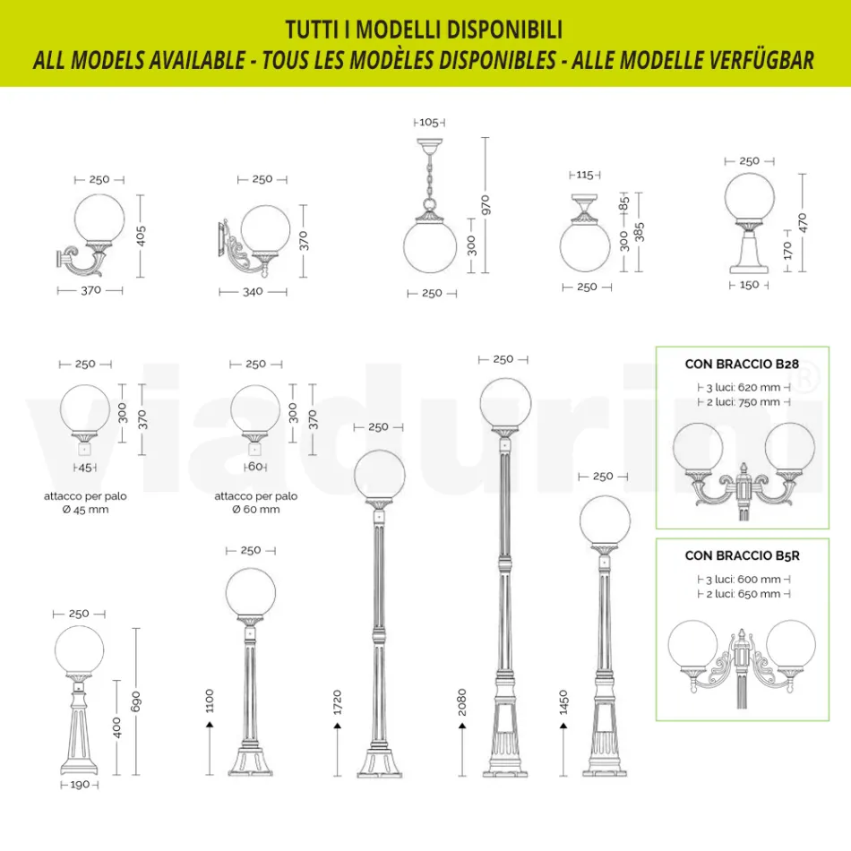 Candeeiro de rua com 69 cm de altura em alumínio acrílico e antracite Made in Italy - Trovaantracite Viadurini