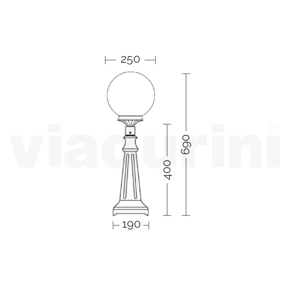Candeeiro de rua com 69 cm de altura em acrílico preto e alumínio fabricado na Itália - Trovanero Viadurini