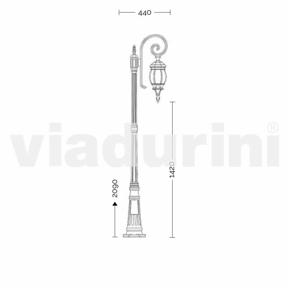 Anika clássico jardim de alumínio lâmpada feita na Itália Viadurini