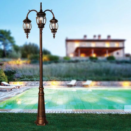 Lâmpada externa 3 luzes em alumínio estilo vintage fabricada na Itália - Leona Viadurini