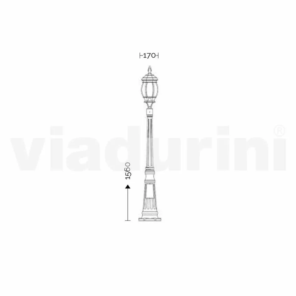 Lâmpada ao ar livre com uma luz de alumínio feita na Itália, Anika Viadurini