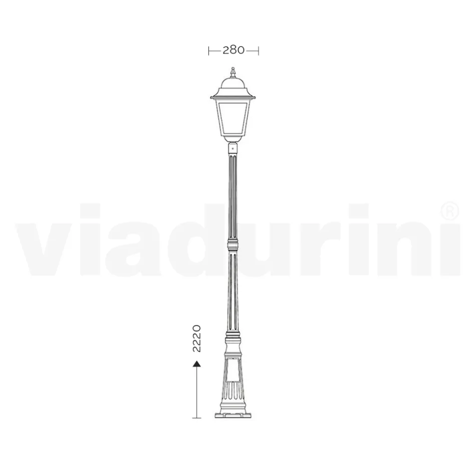 Candeeiro de exterior com 222 cm de altura em vidro e alumínio fundido - Alchemist Viadurini