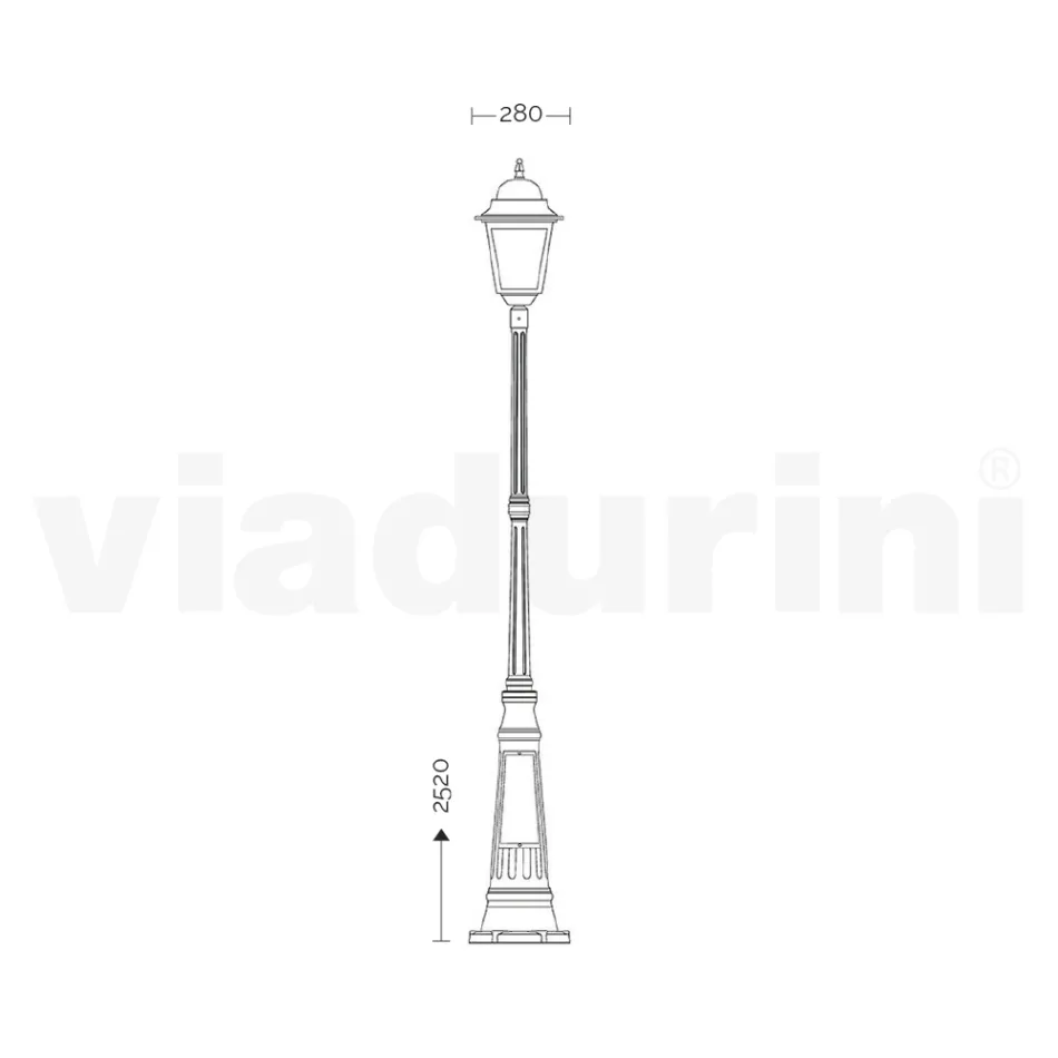 Candeeiro de exterior com 252 cm de altura em vidro e alumínio fundido - Alchemist Viadurini