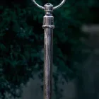 Poste de iluminação ao ar livre em alumínio pintado à mão com decoração de flores - Bari Viadurini