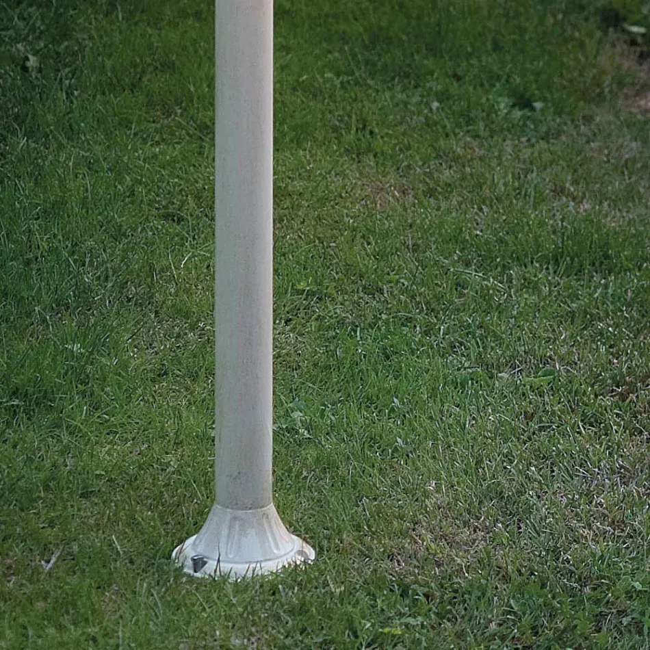 Lâmpada de rua ao ar livre em alumínio branco e decoração de flores pintadas à mão - Imperia Viadurini