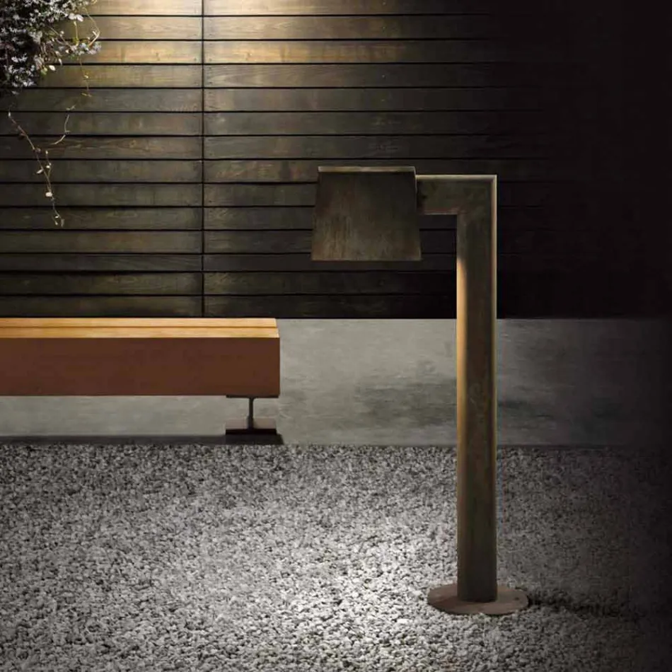 Poste de luz ao ar livre em metal marrom antigo 2 alturas - Saint Tropez por Il Fanale Viadurini