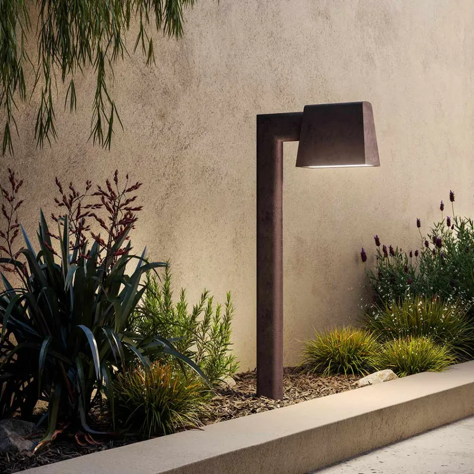 Poste de iluminação para exterior em metal castanho antigo 2 alturas - Saint Tropez por Il Fanale Viadurini