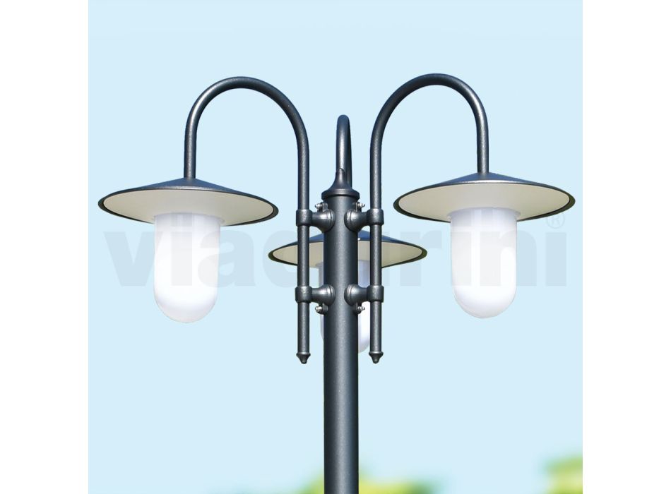 Lâmpada de rua estilo vintage com 3 luzes em alumínio fabricado na Itália - Belen Viadurini