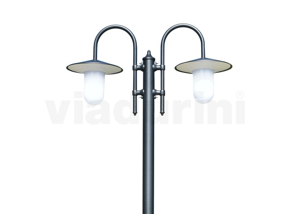 Lâmpada de jardim vintage 2 luzes em alumínio fabricada na Itália - Belen Viadurini
