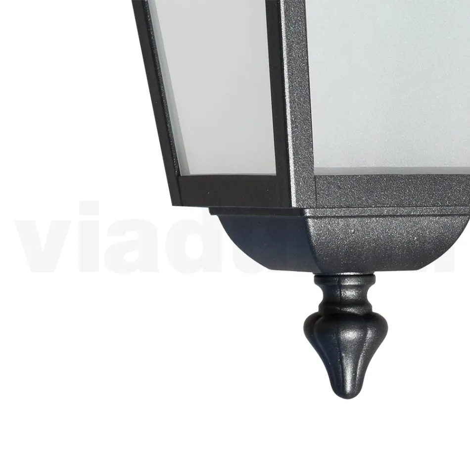 Lanterna de teto de jardim em alumínio antracite e vidro jateado - Elric Viadurini