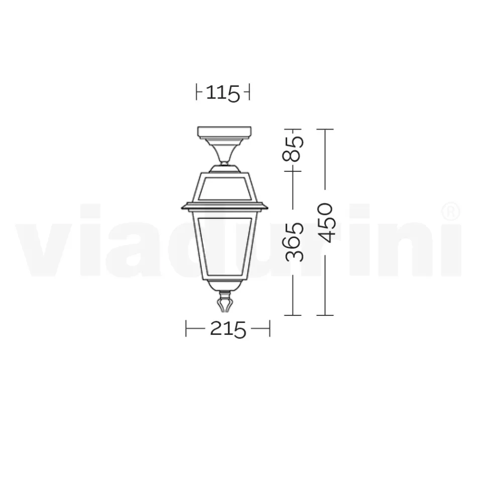 Lanterna de teto de jardim em alumínio antracite e vidro jateado - Elric Viadurini