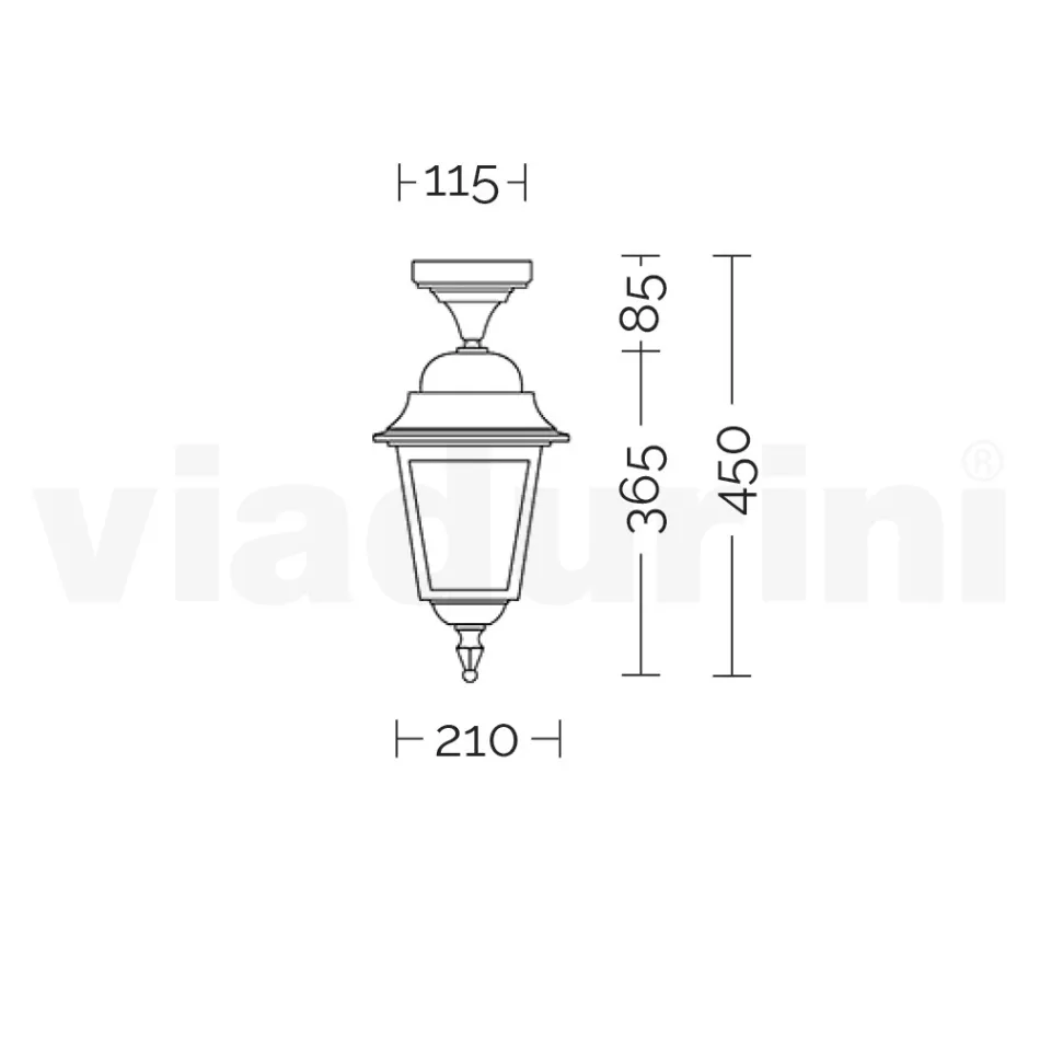 Lanterna de Teto em Alumínio Fundido e Difusor em Vidro - Scintilla Viadurini