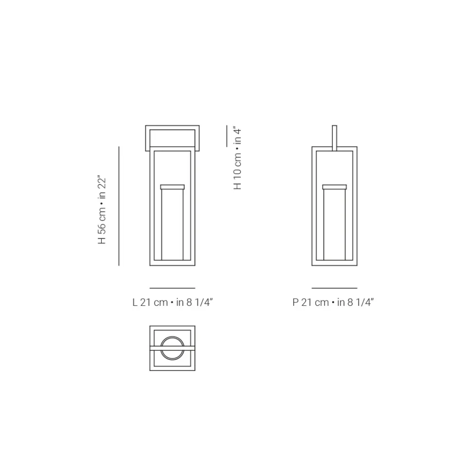 Lanterna externa com estrutura de alumínio preto fabricada na Itália - Eve Viadurini
