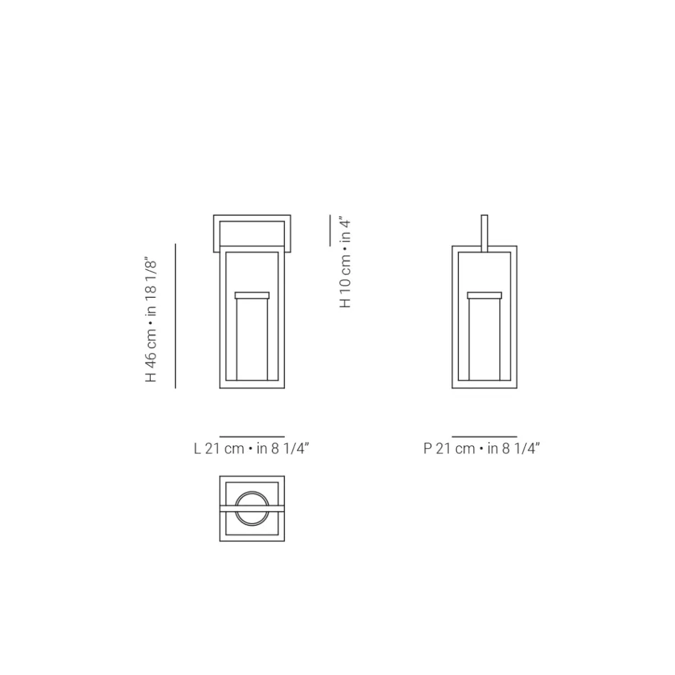 Lanterna externa com estrutura de alumínio preto fabricada na Itália - Eve Viadurini