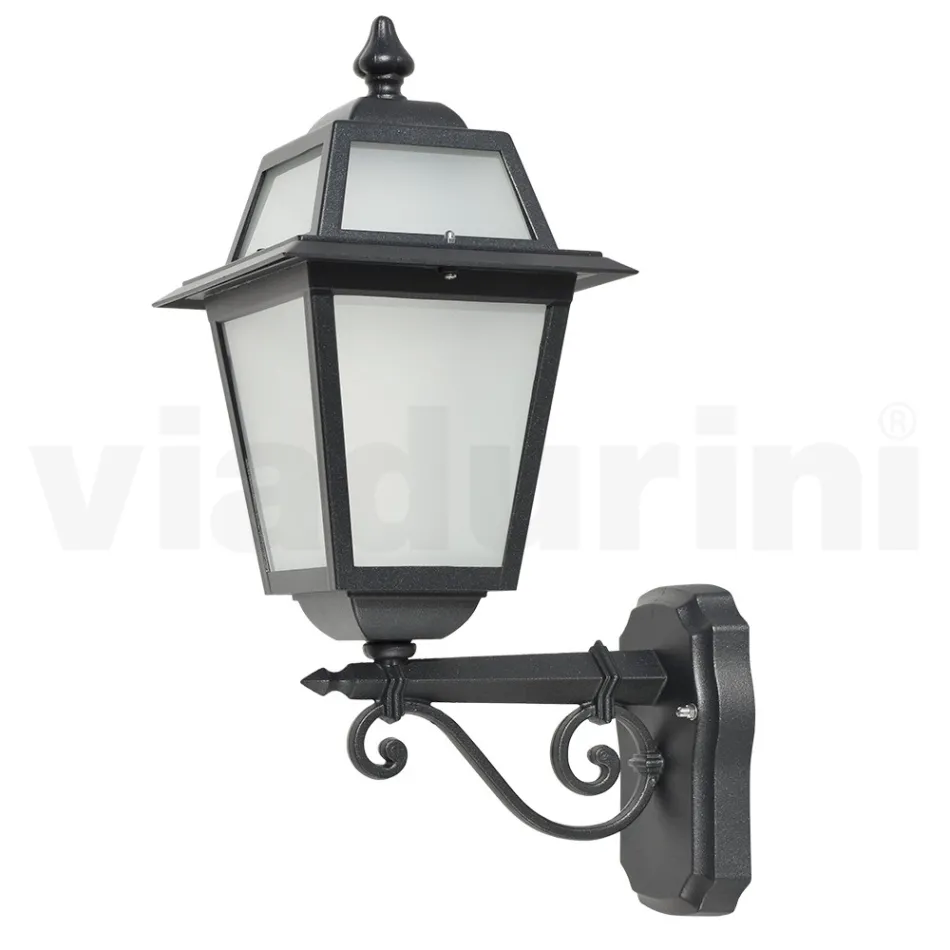 Lanterna de Jardim em Alumínio Antracite e Vidro Jateado - Elric Viadurini