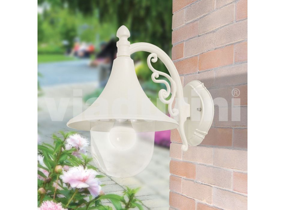 Lanterna de parede para jardim em alumínio branco fabricada na Itália, Anusca Viadurini