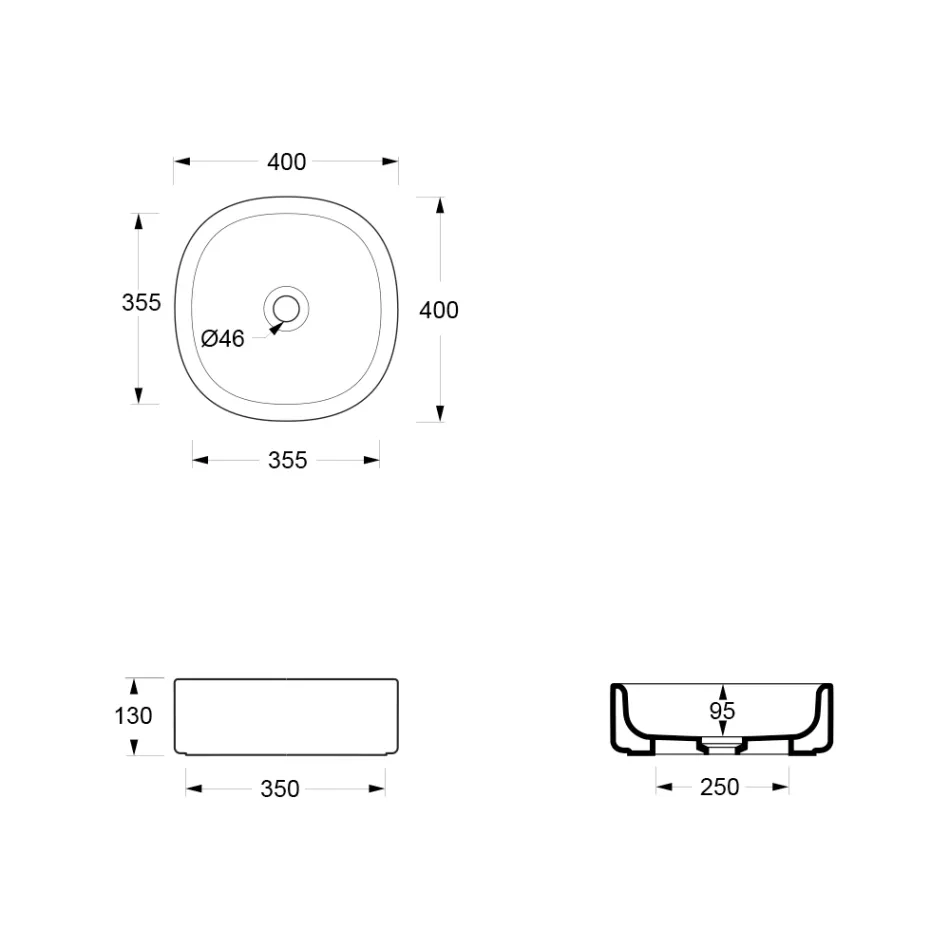 Lavatório de cerâmica de bancada 40x40 cm em várias cores, fabricado na Itália - Menina Viadurini