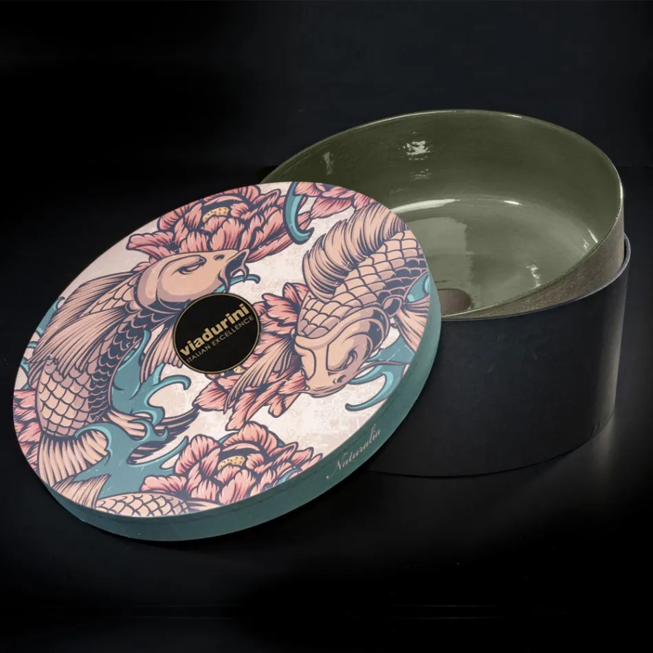 Lavatório de barro refratário verde feito na Itália - Tatiana Viadurini