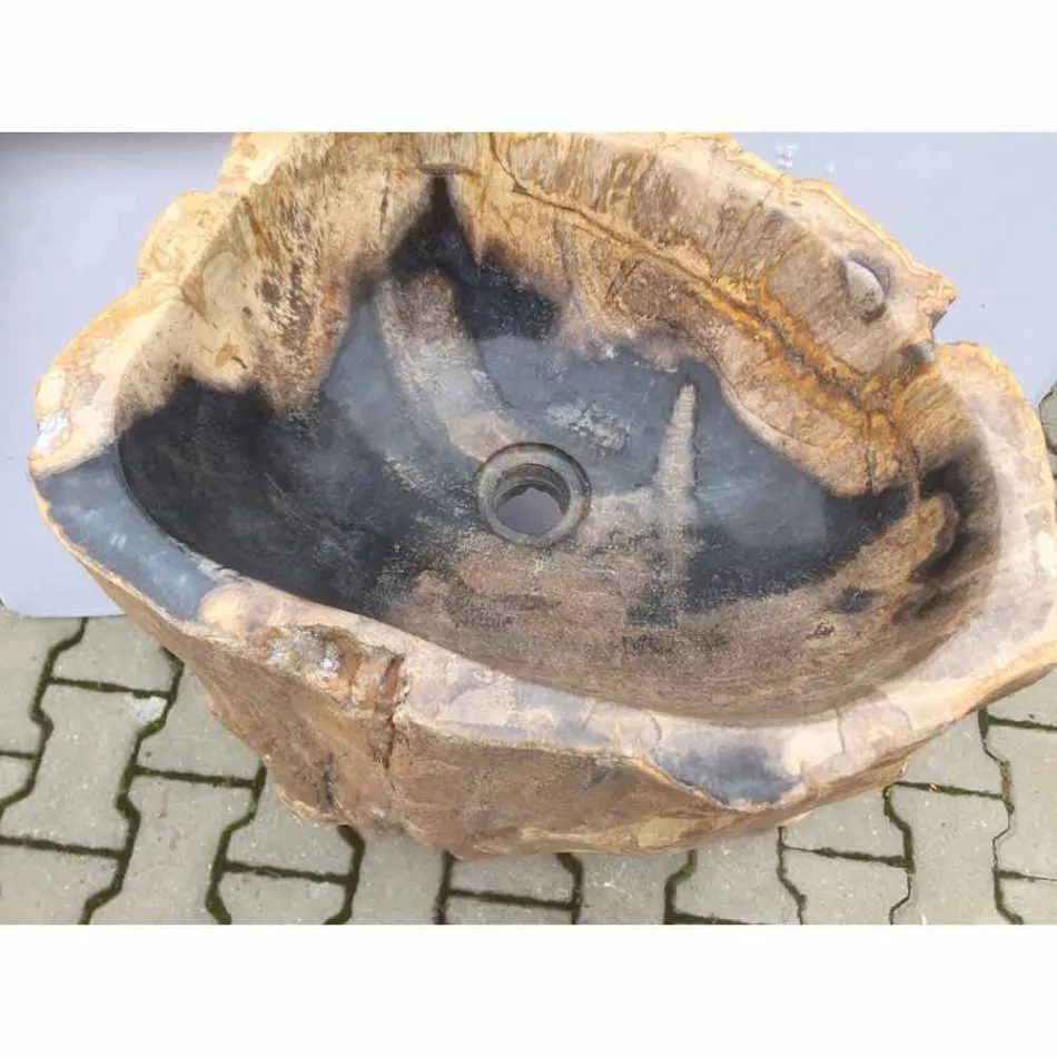 Pia de pedestal design em pedra natural Ley, feito à mão Viadurini